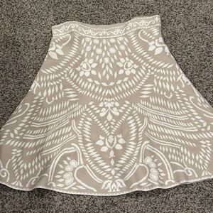 Express Beige and White A-Line Skirt